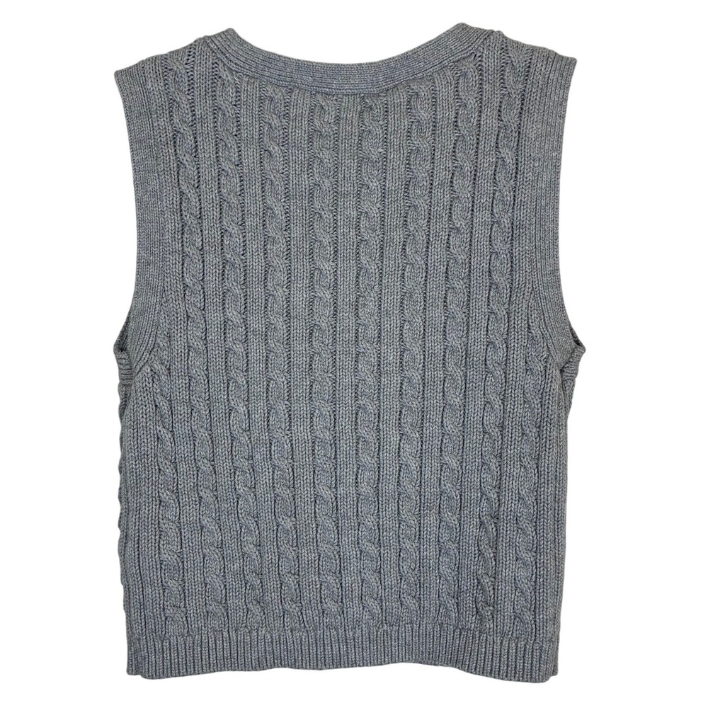 Abercrombie & Fitch Small Gray Mara Cable Knit Button Front Sweater Vest Preppy - Picture 2 of 6
